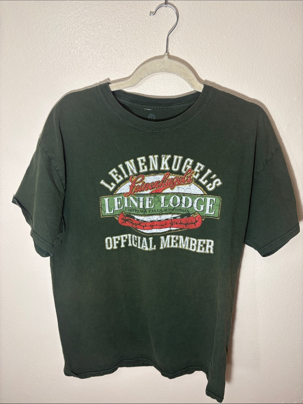 Artisan Forest Green Short Sleeve Tee with Red and White Logo